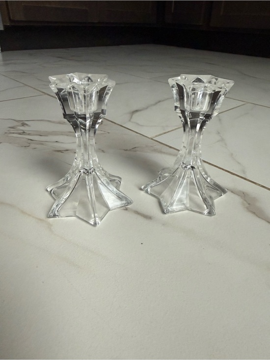 Other - 2 Glass Crystal-Style Candle Holders